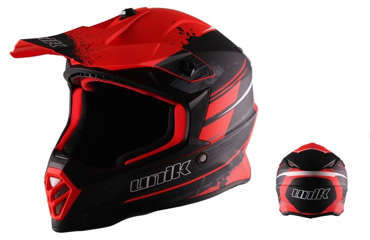 CASCO MOTO UNIK CROSS JUNIOR CX20 REX ROJO FLUOR NEGRO MATE YM